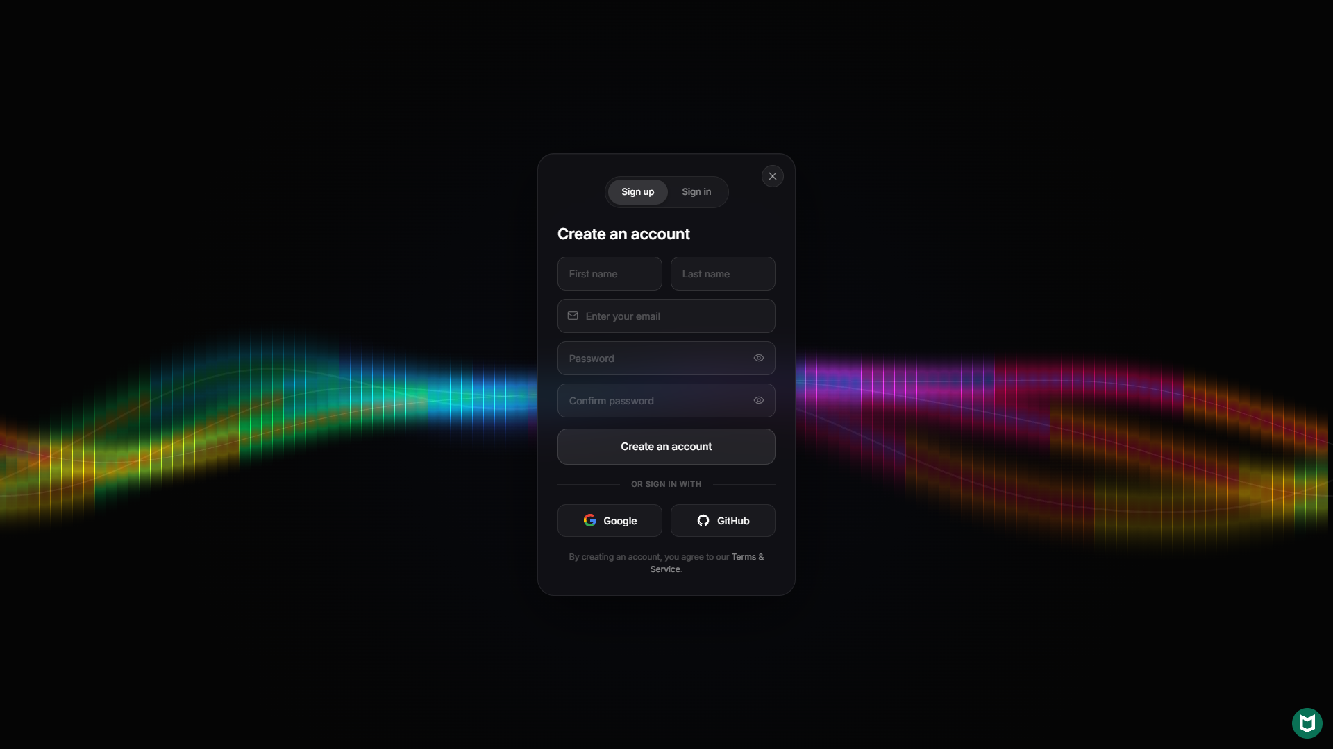Storiq authentication page
