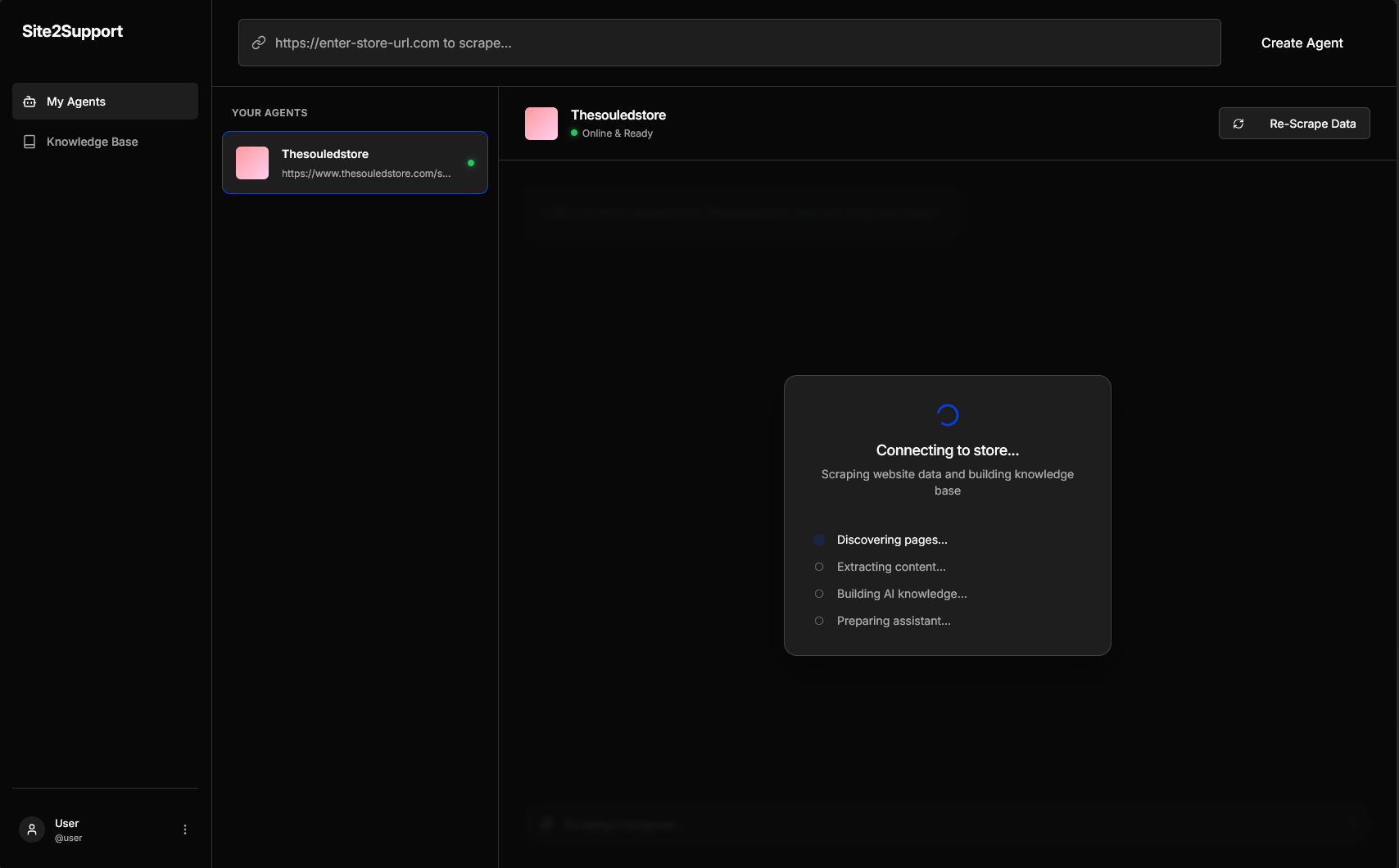 Storiq data extraction and web scraping interface